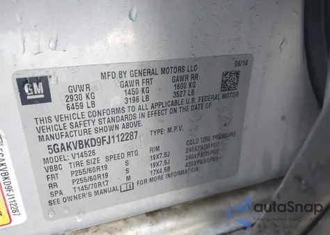 2015 Buick Enclave Leather from USA, damaged, VIN 5GAKVBKD9FJ112287